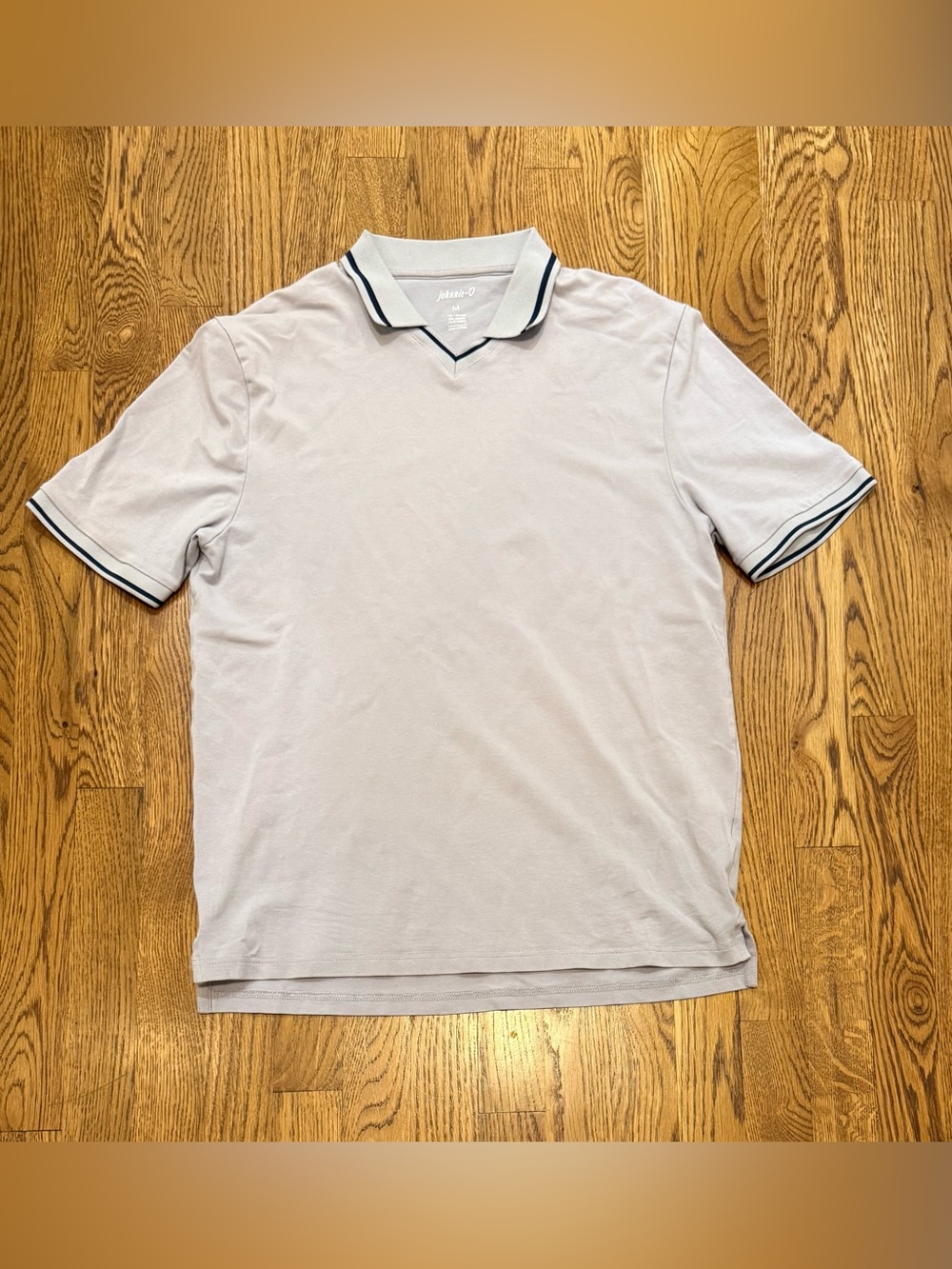 johnnie-O Light Gray Polo with Navy Trim